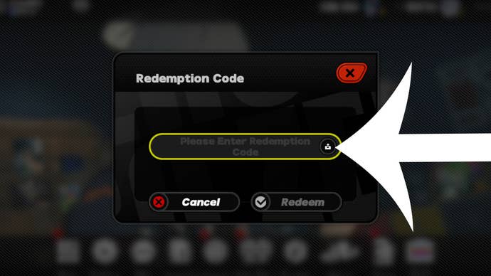 Arrow pointing at the codes menu in Zenless Zone Zero.