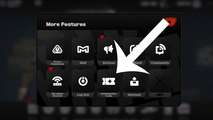 Arrow pointing at the Redemption Code button in Zenless Zone Zero.